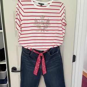 Plus Size Lauren Ralph Lauren Tshirt new  & Cropped Jeans